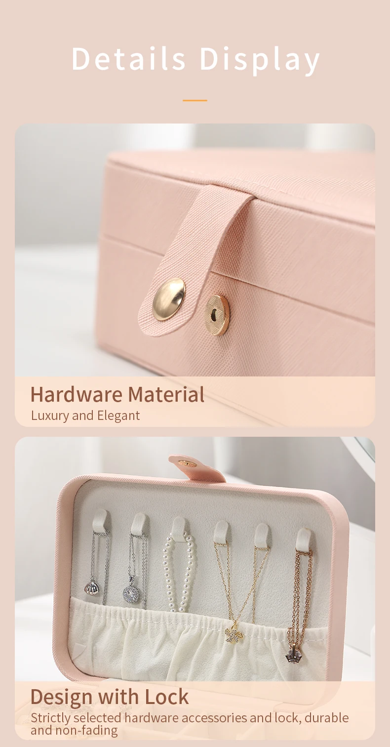 Custom Logo Wholesale Portable Small Pu Leather Jewelry Box Rectangle