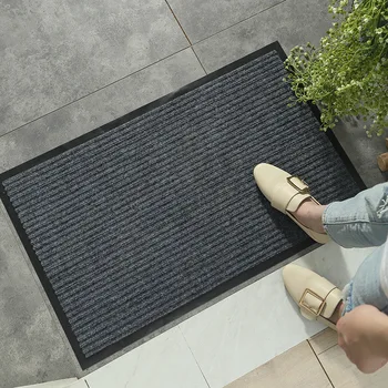 High-End PVC Floor Mat Stain-Resistant Non-Slip Striped Shop Carpet for Home Kitchen Bathroom Entrance Outdoor Carpets Absorbent