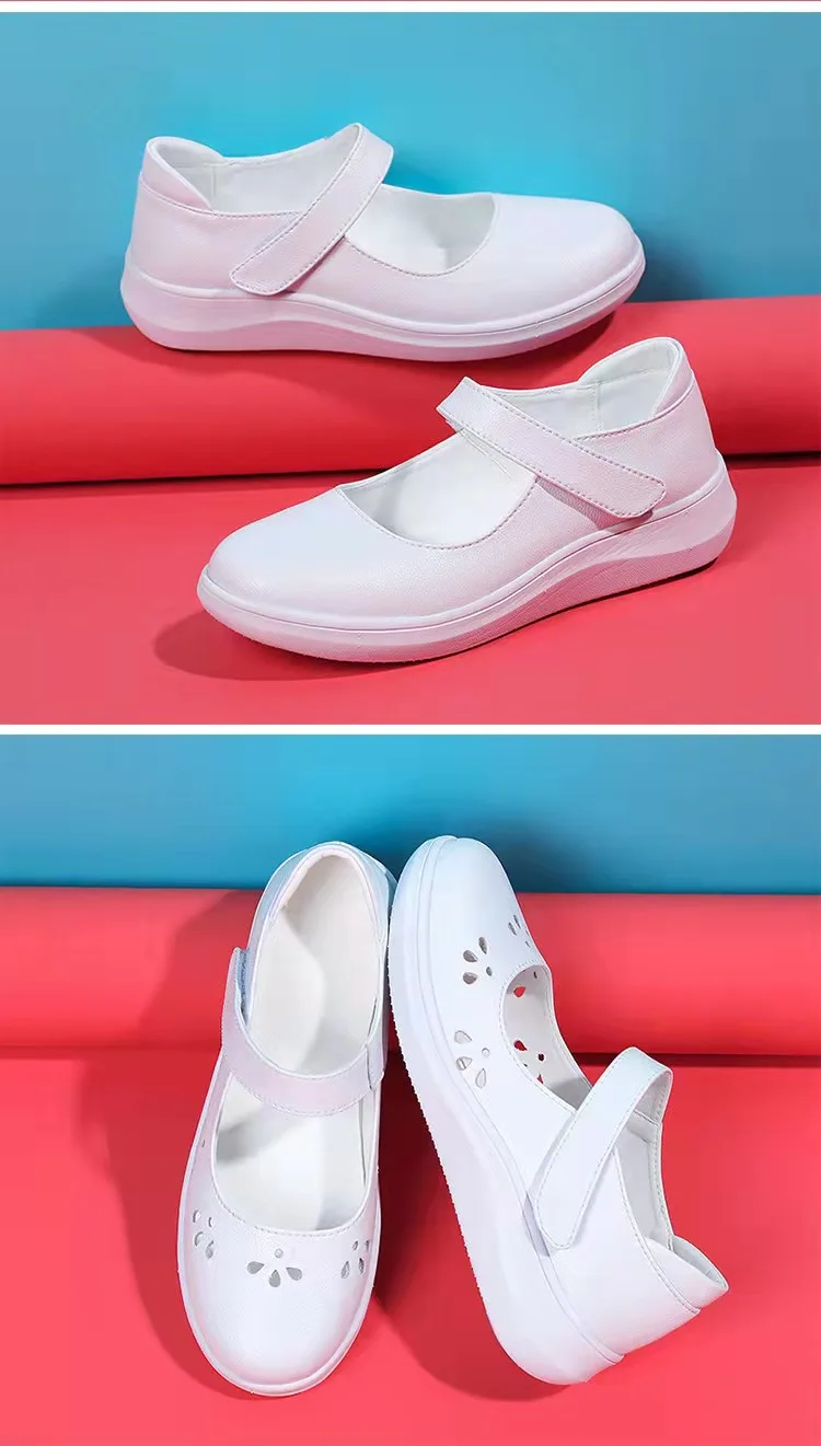 Anti-slip Nursing Shoes Hospital for Women White Shoes Comfort Breathable Soft Bottom Flat Nurse Safety Work Shoes
