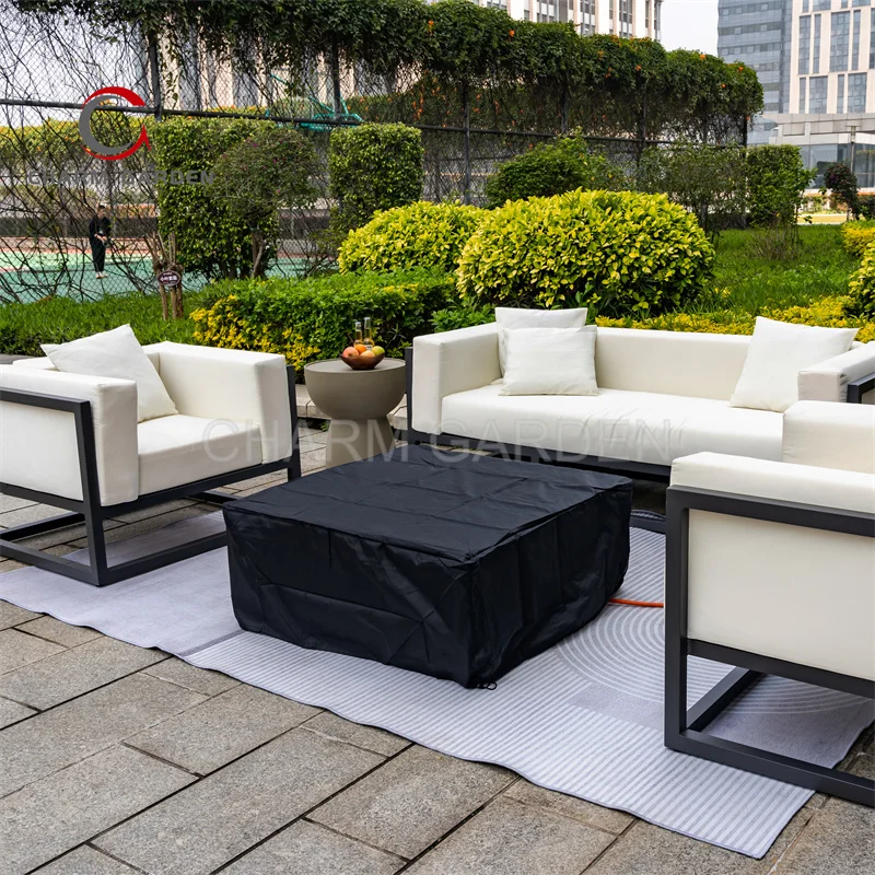 Portable Gas Fire Pit Table in GFRC GRC Concrete Material Used As Outdoor Gas Fire Table
