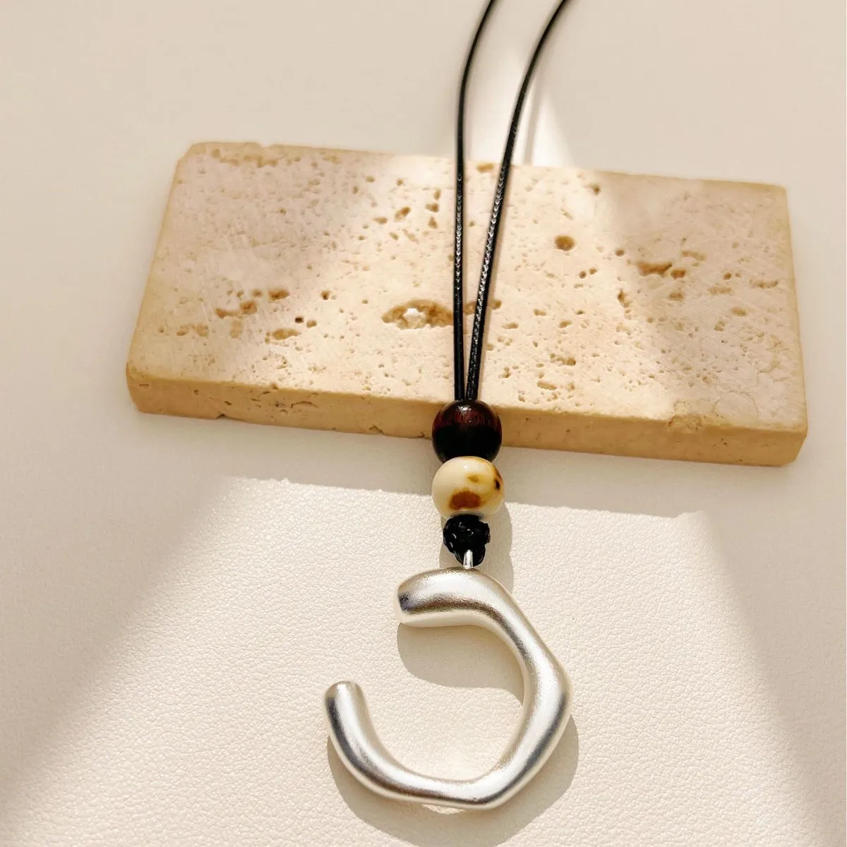 Luxury Brass C-shaped Pendant Necklace