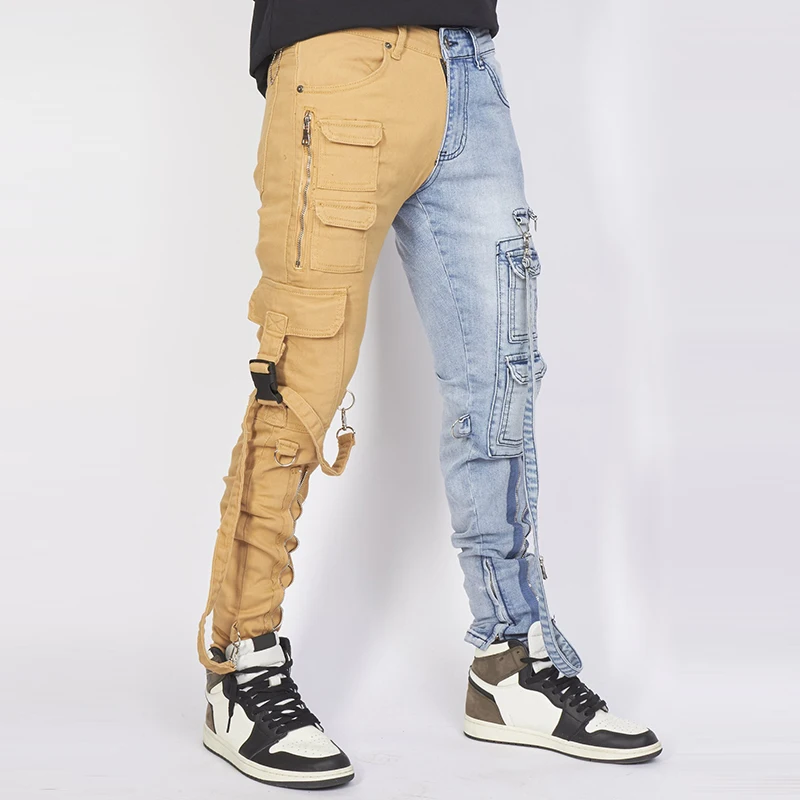 Nuevo Estilo Correas Biker Destripador Mitad Caqui Medio Azul De Los  Hombres Pantalones Vaqueros De Hombre Pantalones Vaqueros De Pantalones De  Mezclilla Jean Para Hombre - Buy Hombres De Moda Slim-correa De