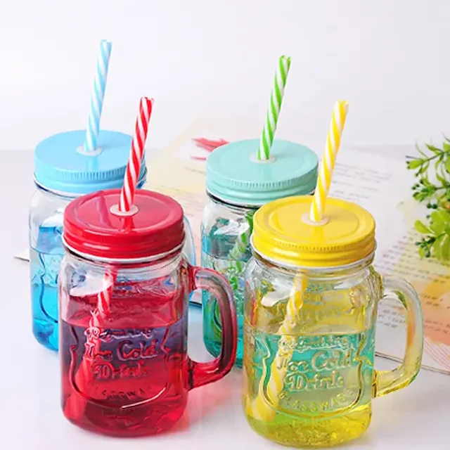 Mason Jars With Lids And Straws Sealing Lids Reusable Travel Vintage