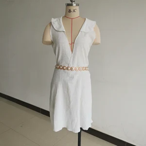 2026 Loose Casual Plus Size Knee-Length Beach Romper Mandarin Collar Sleeveless Cover-Up Solid Pattern Woven Digital Washable