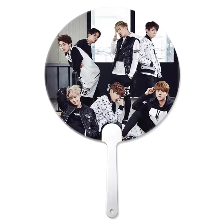 Customized Lenticular 3d Animation Korea Kpop Idol Flip 3d Hand Fan Transparent Fabric Hand Fan