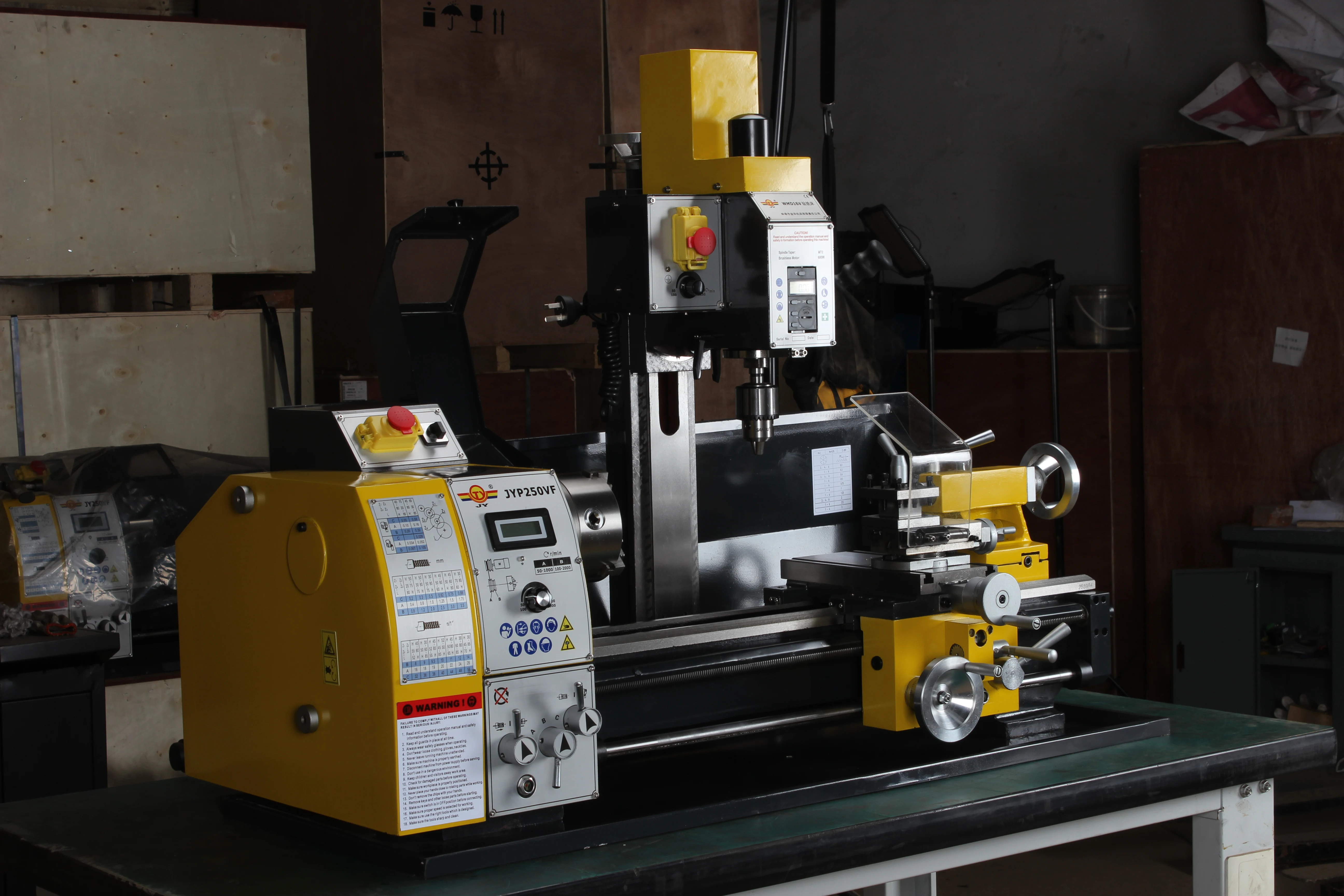 JY290VF Combination Lathe Universal Turning Cutting Drilling Milling Manual Mini Lathe Combo Lathe