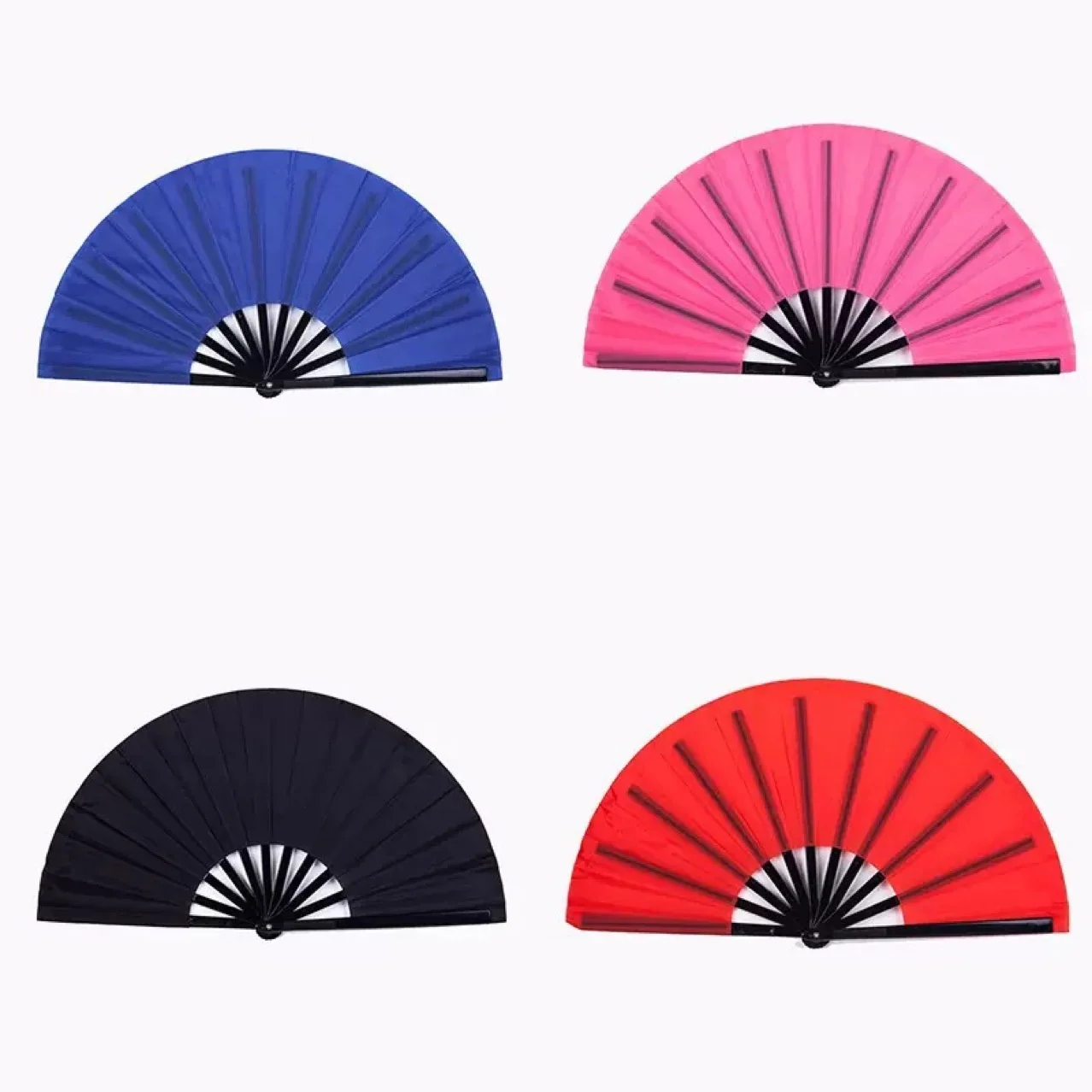 33.3cm Colorful Kung Fu Fan Black Plastic Ribs Tai Chi Martial Arts Performance Fan Cross-Border Fabric Fan for Bestseller preview 4