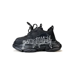 TBS Chinese Professional Children's Shoes Factory Custom Kid's Designer Inspired Distressed Sneakers for Boy's Black Shoes