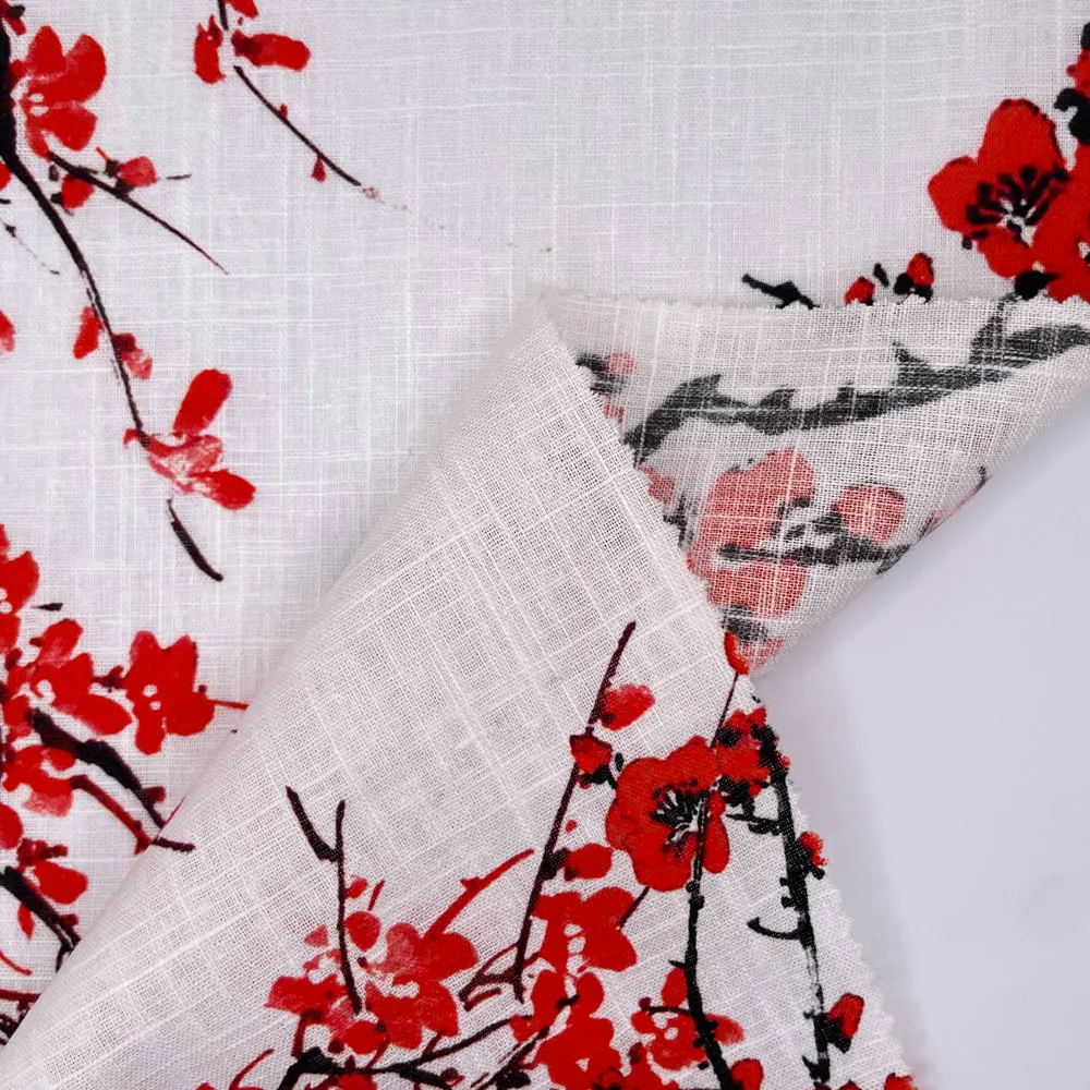 Индивидуальный модный вискозный льняной шов, реактивный цифровой принт для платьев