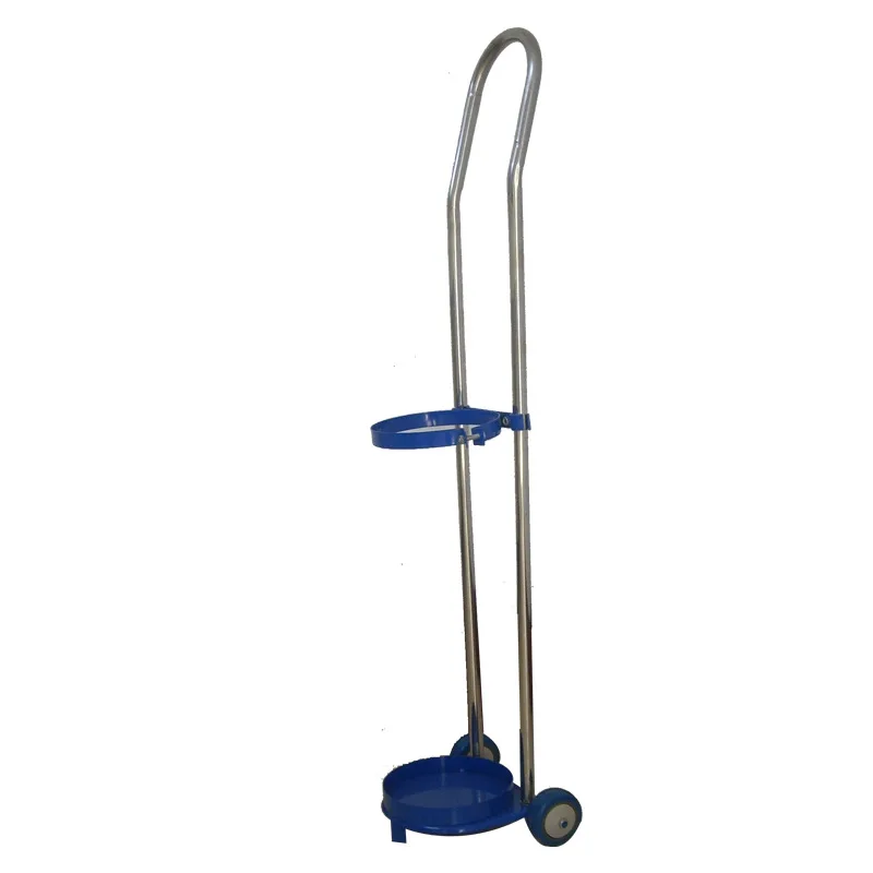 Medicall Hospital Portable Oxygen Cylinder Trolley Stainless Steel Carrying Hand Cart with Stopper