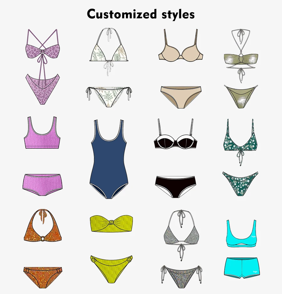 Swimwear Manufacturers Offer Samples Custom Design Your Printed Logo Bathing Suits Swimwear Women Bikini