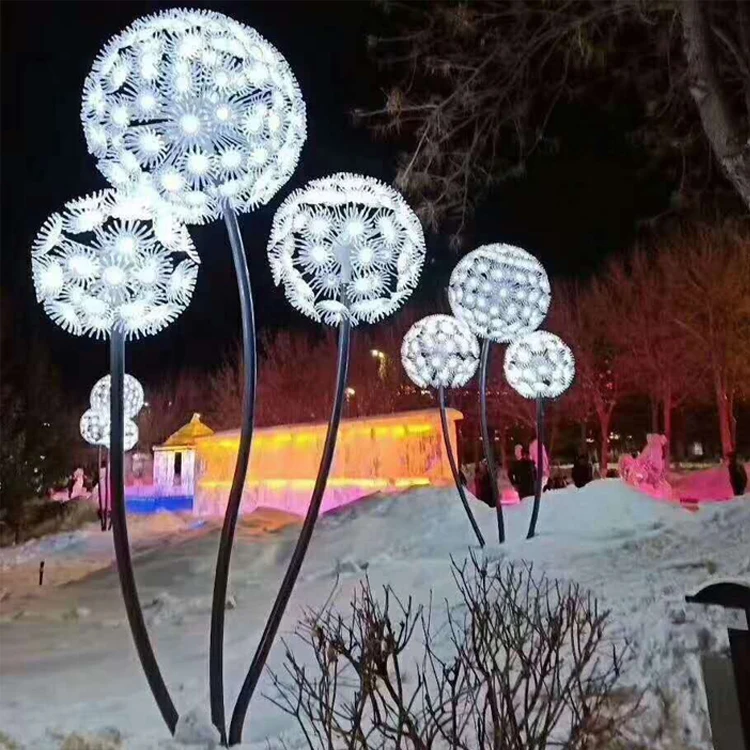 Factory Customized IP65 RGB Landscape Lamp LED Dandelion Light Park Garden Christmas Decoration