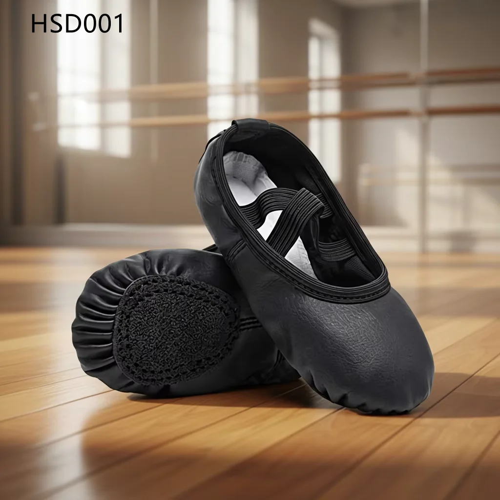 HY,soft Leather Sole Toddler/Little Kid/Big Kid Dance Shoes Performance Contest Pink/rude/black Unisex Ballet Shoes HSD001