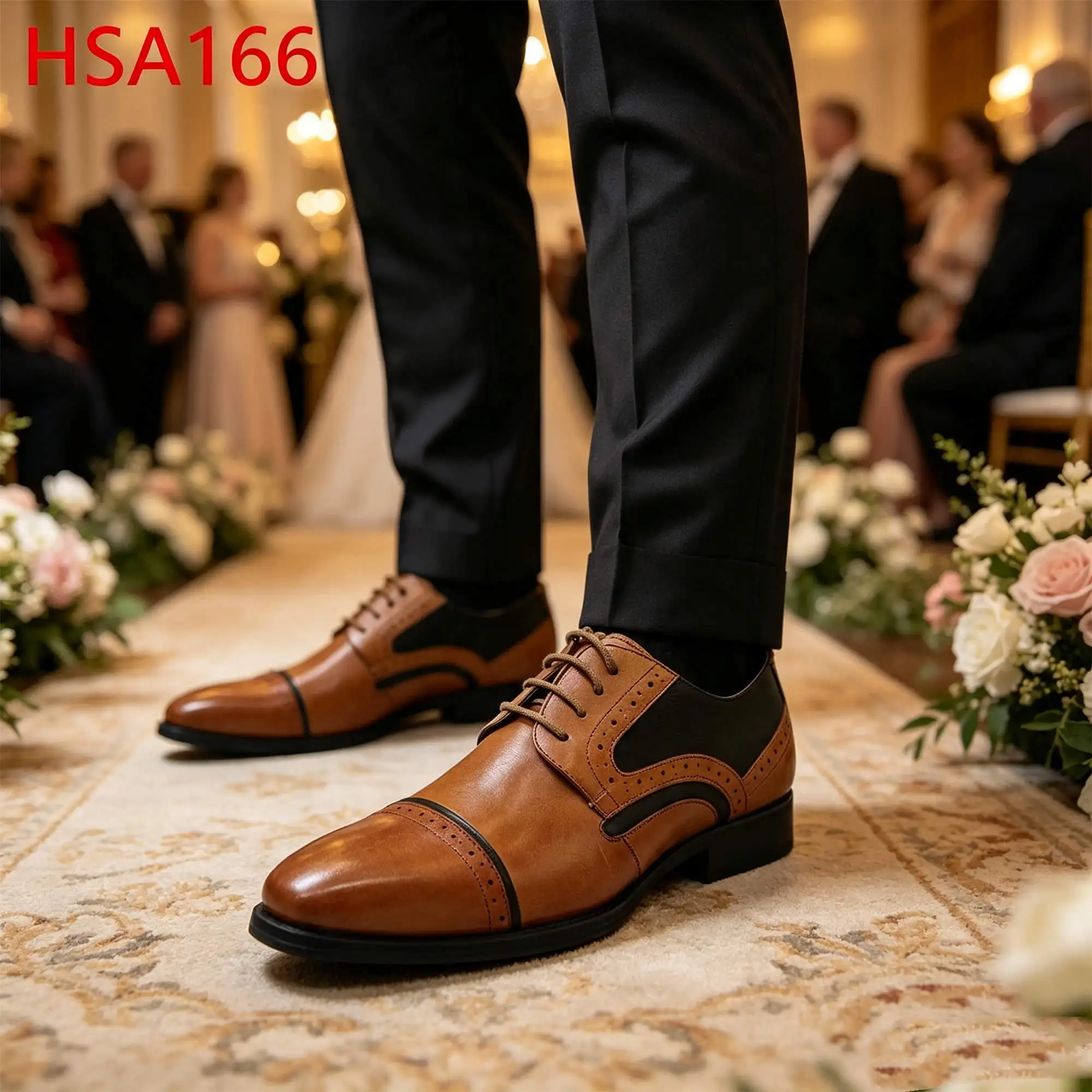 ZYF,Double Joints Design Gradient Brown Fashion Uniform Shoes Holiday Dinner Sharp&square Toe Hua Singh Men Leather Shoes HSA166