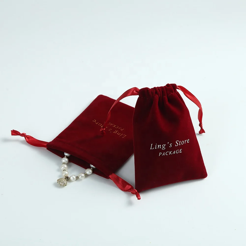 Eco-friendly Custom Logo Thick Velvet Fabric Jewelry Pouch Packaging ...