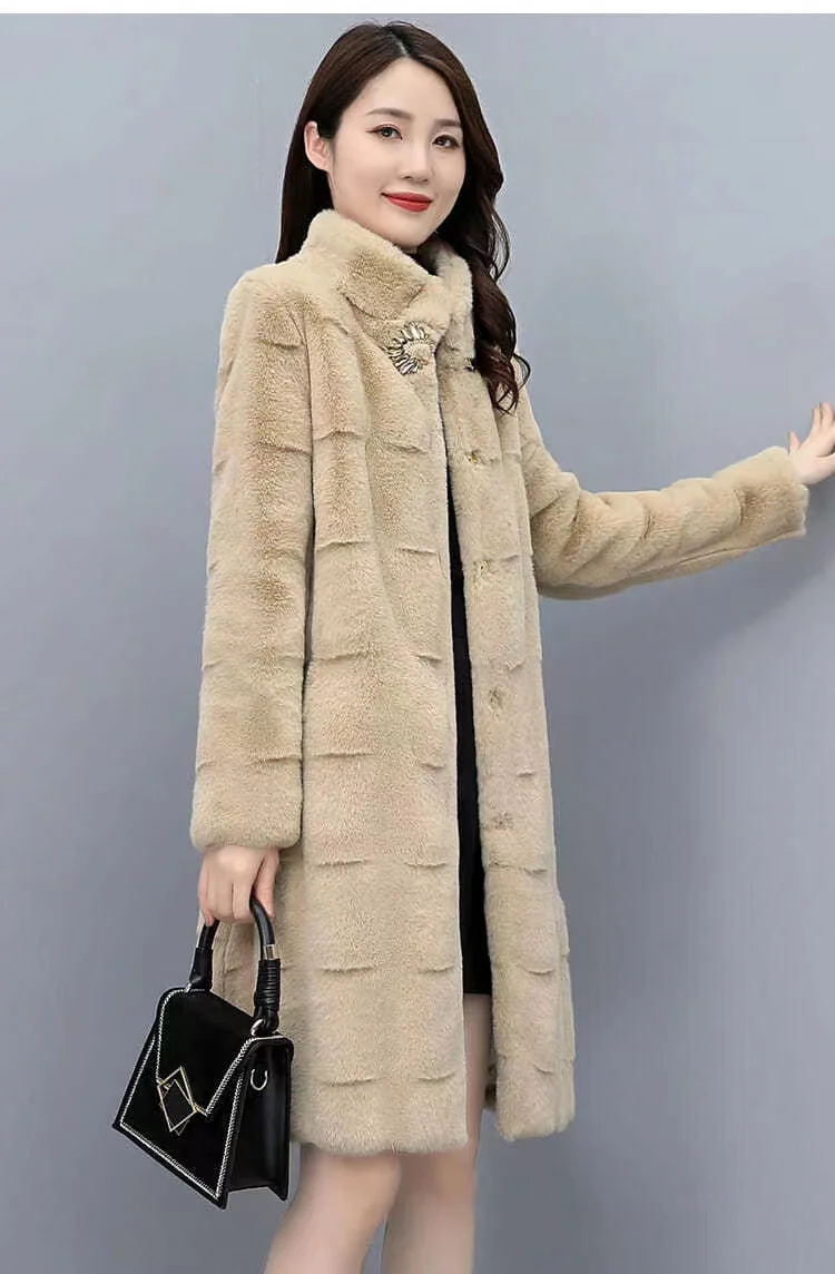 Winter Fashion 2021 Plus Size Women's Mink Fur Winter Coat With Zip Big ...