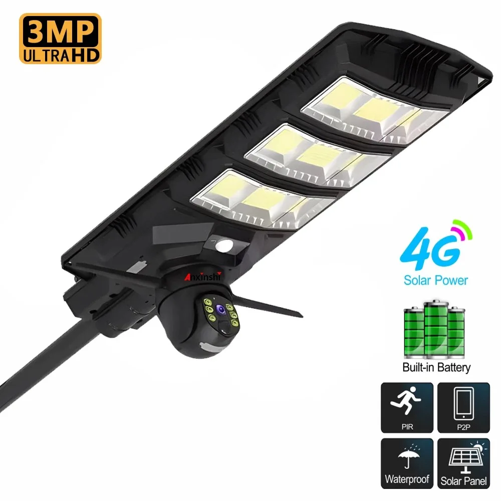 Integrated Outdoor LED Solar Lamp Street Solar Light Outdoor Solar Streetlight with V380 Pro Cctv Security Camera 4g Outdoor