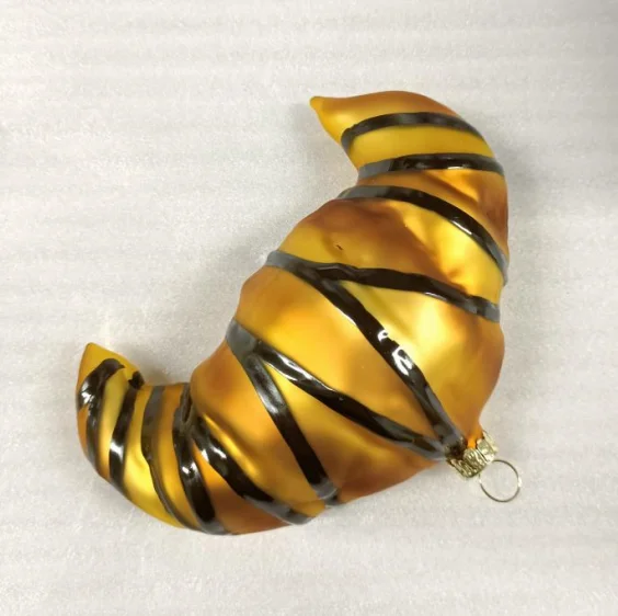 Wholesale Supplier Hand Painted Simulated Snacks Hanging Pendant Taco Bakery Model Hand Blown Food Christmas Souvenirs