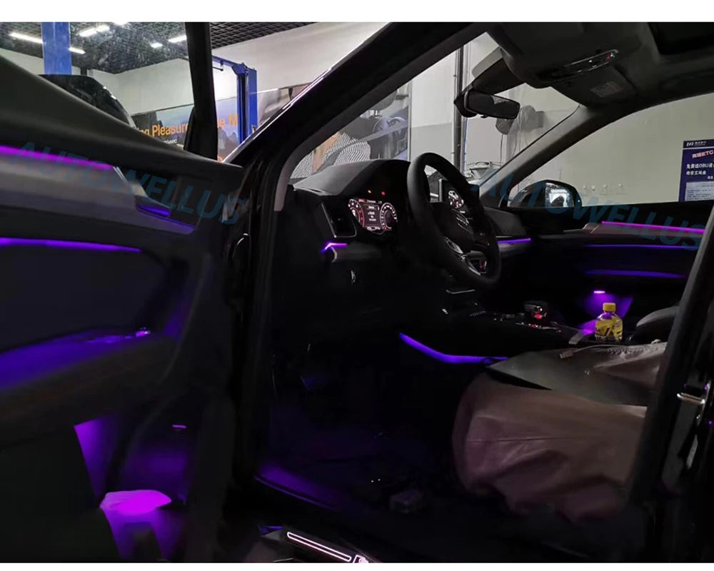 Upgrades 32 Color RGB Interior LED Ambient Lighting Kit for MMI Control Replacement for Audi Q5 FY 2018 2019 2020 2021 2022
