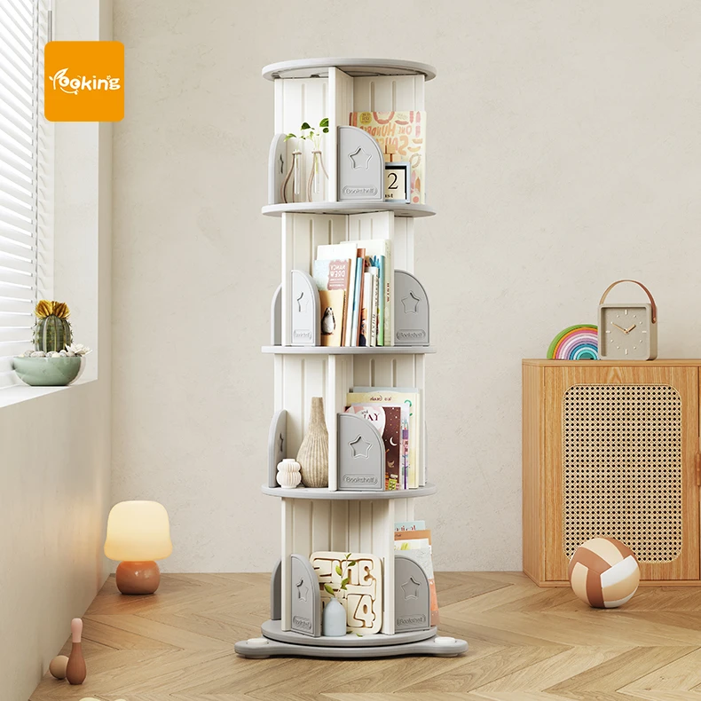 Rotating Diy Room Organization Vertical Bookshelf for Sale Kids Bookshelf Holders Plastic Storage Cabinet Round Bookshelf