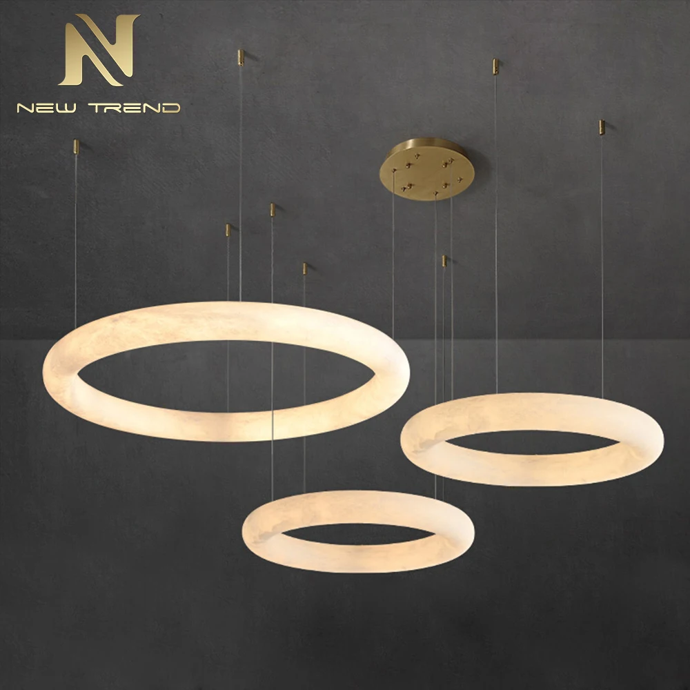 CPL-235 New Trend Bespoke Fixture Living Room Dining Room Bedroom Modern Marble Ring LED Alabaster Pendant Light  