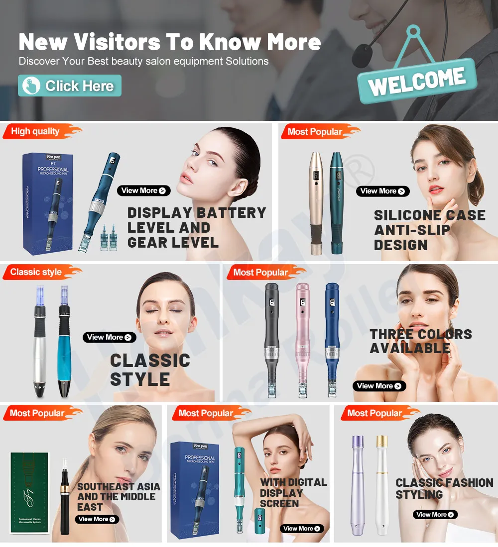 2024 Drs 140 Needle Stainless Steel Face Roller Derma Stamp 0.5mm Facial Care Pen