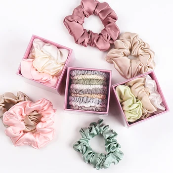 100% Pure Natural Real silk Hair Ties Women Silk Scrunchies for Ponytail Holder Mulberry Silk Scrunchie