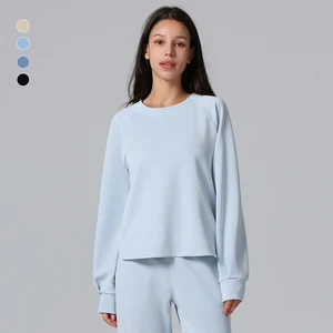 Fall Winter Custom Logo Wholesale Women Fashion Casual Sweat Shirts Crew Neck Outdoor Running Sport Top Sweatshirt for Women