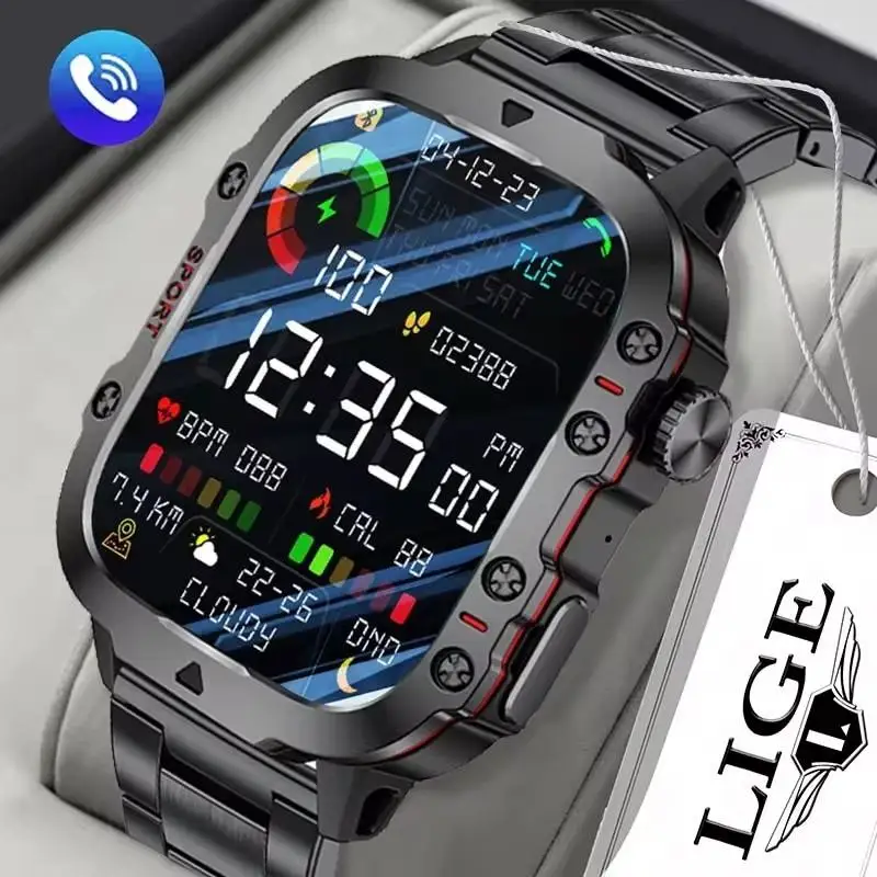 Lige BW0667 Smart Watch 1.96 Inch Screen 420 Mah Wireless Call Voice Assistant Watch Sport Fitness Waterproof Smartwatch for Men