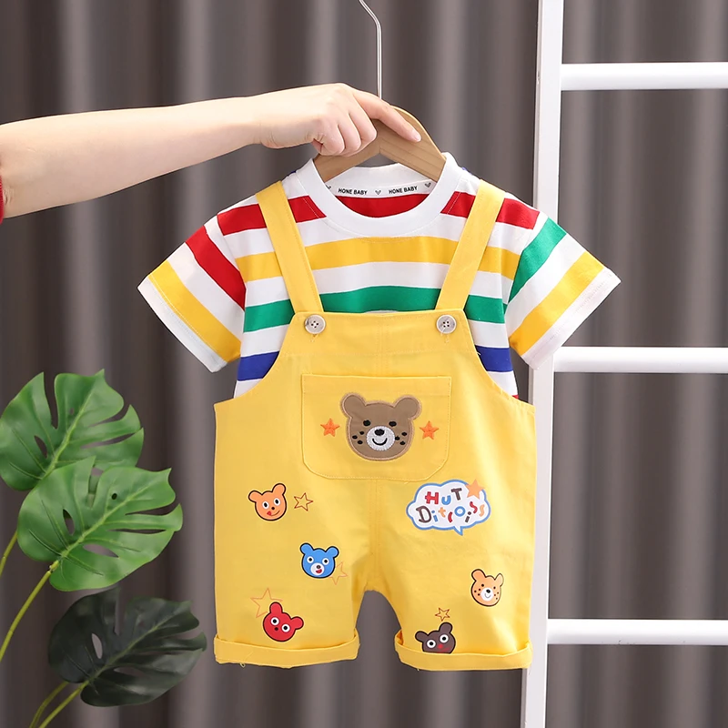 2023 Summer New Cute Baby Clothing Comfortable Kids Tshirt And Strap
