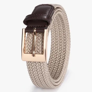 High Quality Custom Logo Woven Stretch Belt for Dress Genuine Leather Golf Belt