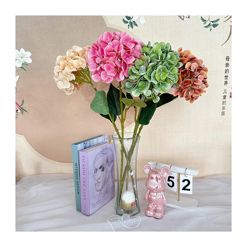 Yujia single hydrangea Hot Sale High Quality Artificial Hydrangea Flower Wedding Decorative Silk Cloth Chinese