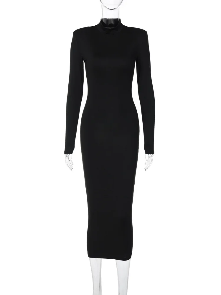 Women's clothing Autumn new fashion solid color slim-fit turtleneck long sleeve elegant dress Wholesale