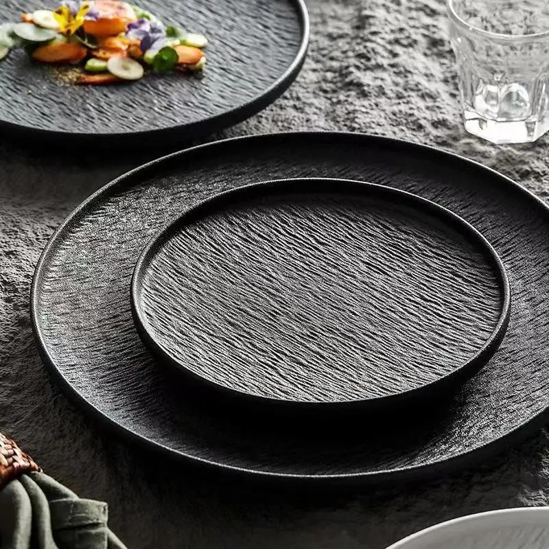 Weiße runde Schiefer Steinplatten Restaurant Steak Tablett Großhandel Teller schwarz Servier geschirr für Catering Restaurant Hotel| Alibaba.com