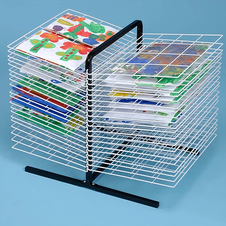 JHMech Easy Cleaning Foldable Spring Loaded Art Drying Rack 40 Shelf