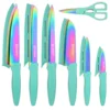 13-delige messenset van koolstofstaal met titaniumcoating, roestvrij en vaatwasmachinebestendig, 6 messen, 6 beschermhoezen en een schaar._voghion.com