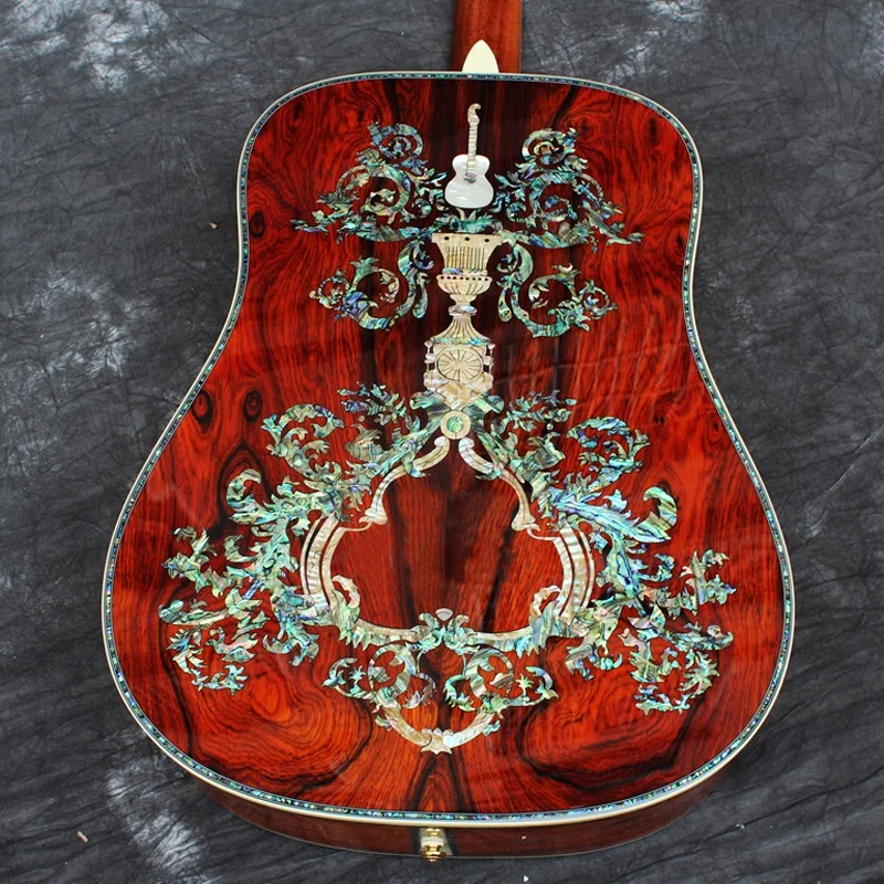 Solid Cocobolo Acoustic Guitar with Abalone Inlay