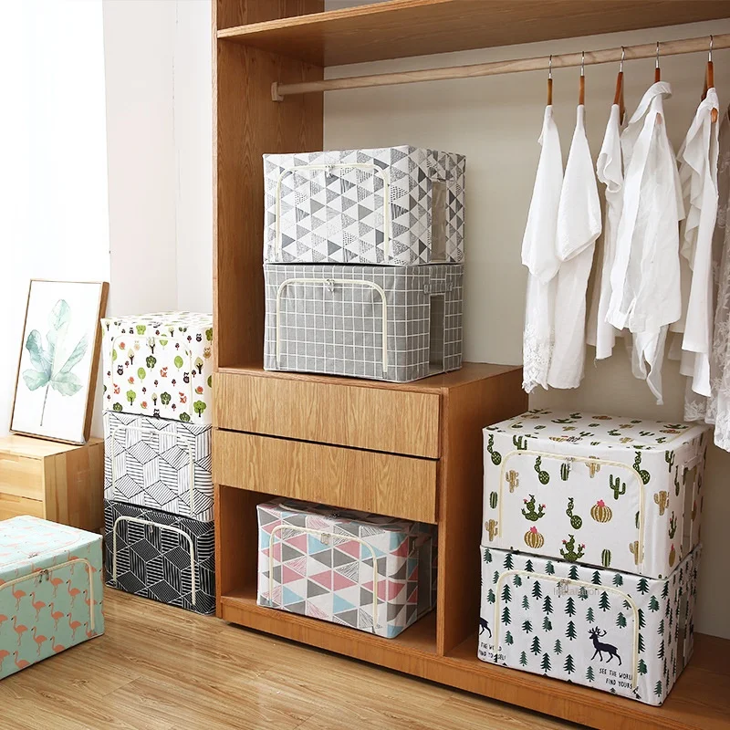 New Design Foldable Linen Shoe Box LED Lighting Square Vacuum Bag for Clothing Storage Organizadoras Cajas