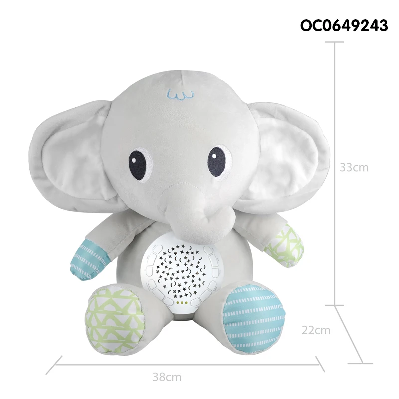 Custom Soft Elephant Plush Plastic Projection Baby comfort Toys Wholesale with Light
