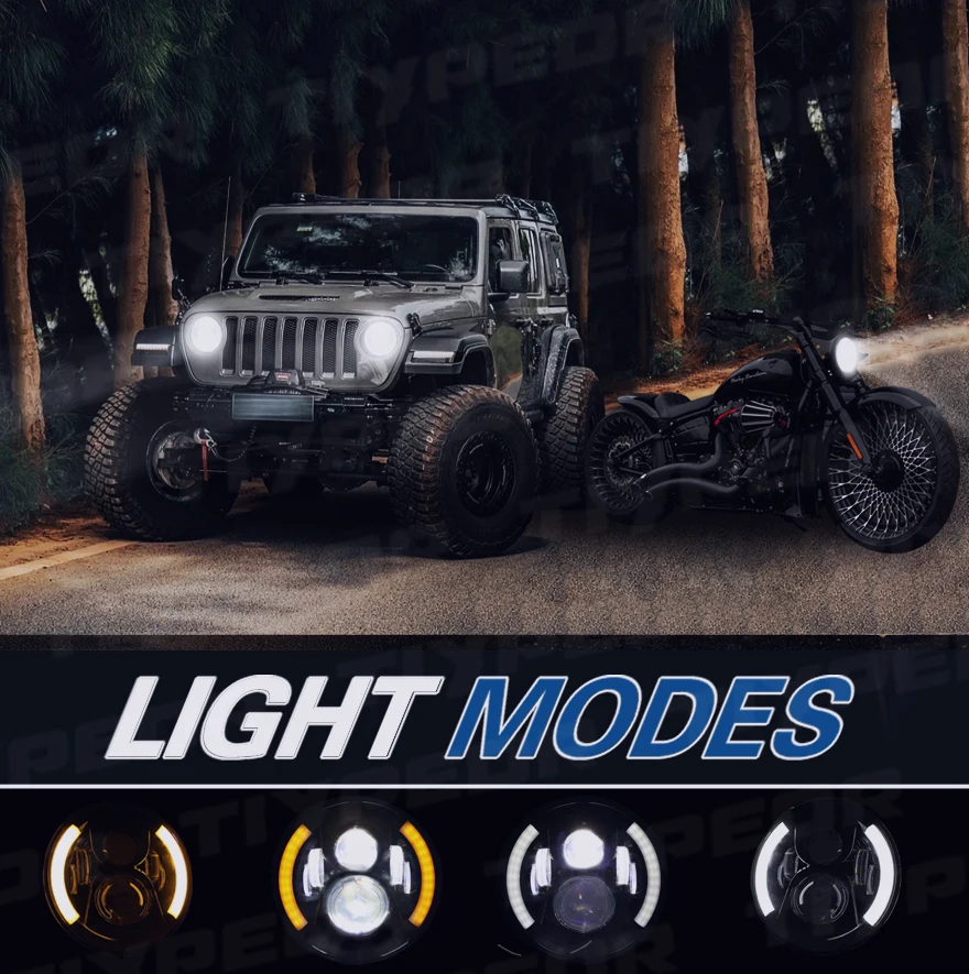 product tiypeor universal 7inch round motorcycle drl led headlight super bright car auxiliary fog light-5