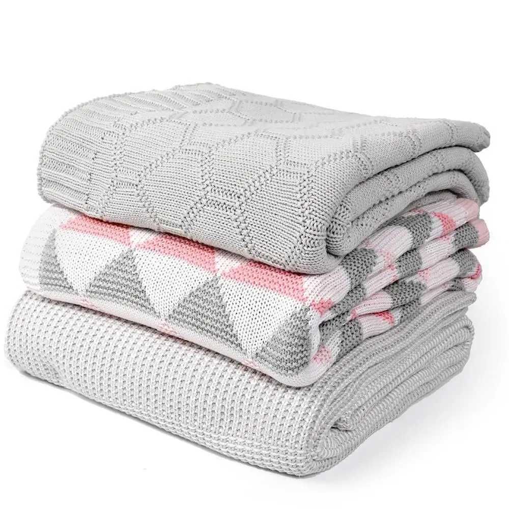 Wholesale Acrylic Waffle Super Soft Textured Solid Color Sofa Throw Blanket Magaan ang Knitted Blanket