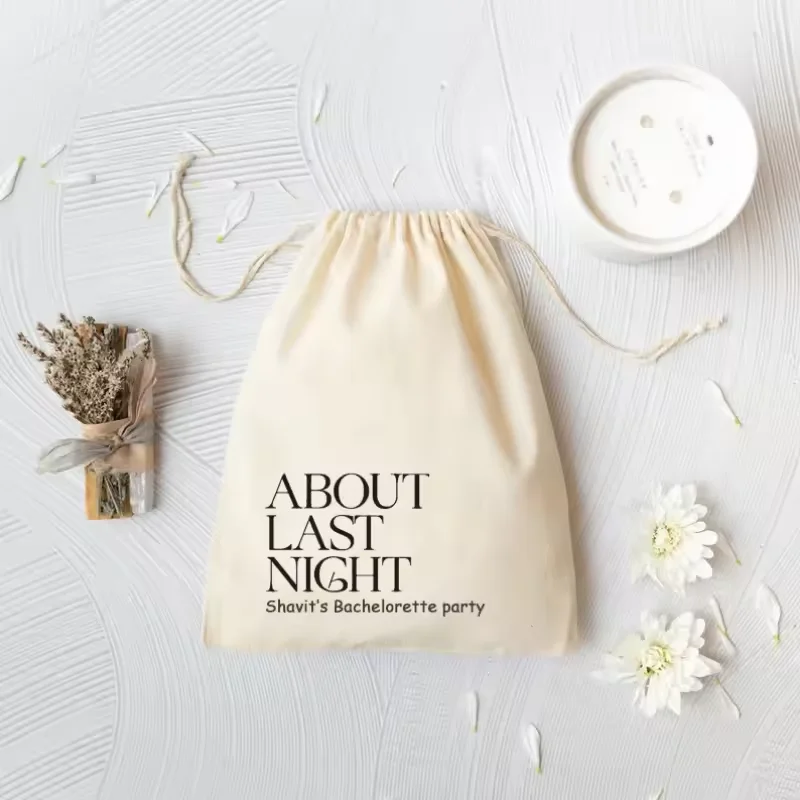 Personalize Customized logo Recycled Natural Canvas Cotton Drawstring Bag Pouch Small Muslin White Cloth Double String Bag manufacture