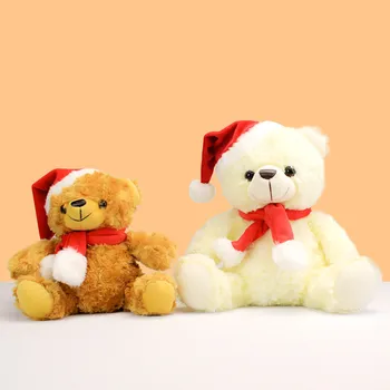 Hot Sale New High Quality Cut Plush Christmas Teddy Bear With Hat And Scarf Stuffed Teddy Bear For Kids Gift Halloween Plush Toy