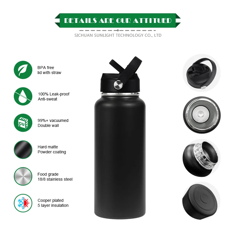 High Quality Custom Water Bottle Logo Leak Proof Sports Metal Waterbottle Insulated Drink Bottle Stainless Steel Water Bottle