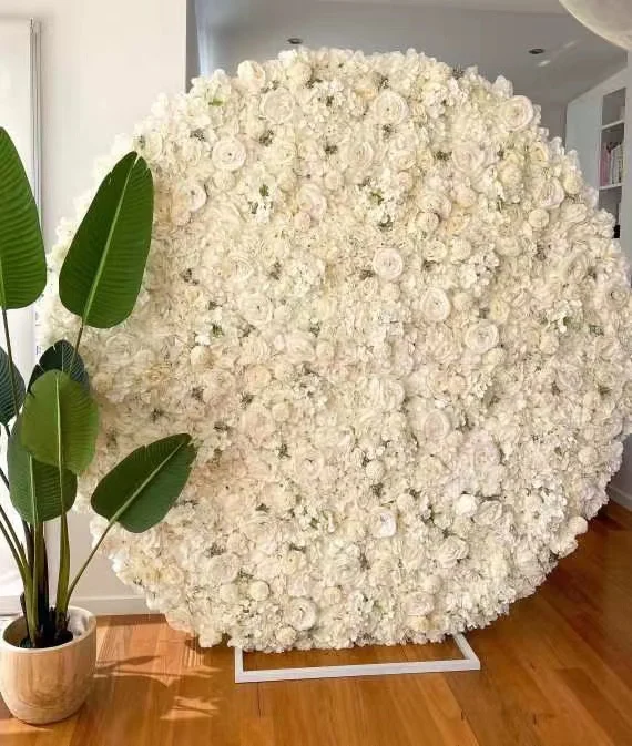 Kcfw312 White Green Flower Wall Greenery Backdrop Artificial Boxwood