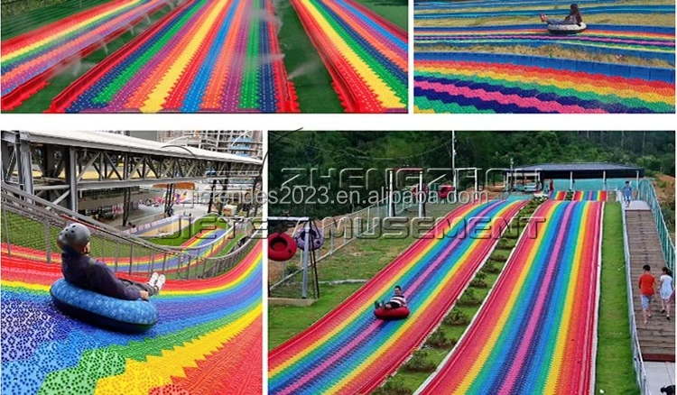 Outdoor Plastic Dry Ski Rainbow Snow Slip Slide tube factory design Fun Park Equipment For Park