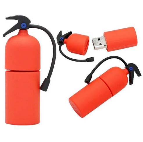 Classic Fire Extinguisher Shaped PVC USB Flash Drive 8GB 16GB 64GB 32GB Capacity Cle Usb Memory Stick Promotional Gift Silicone