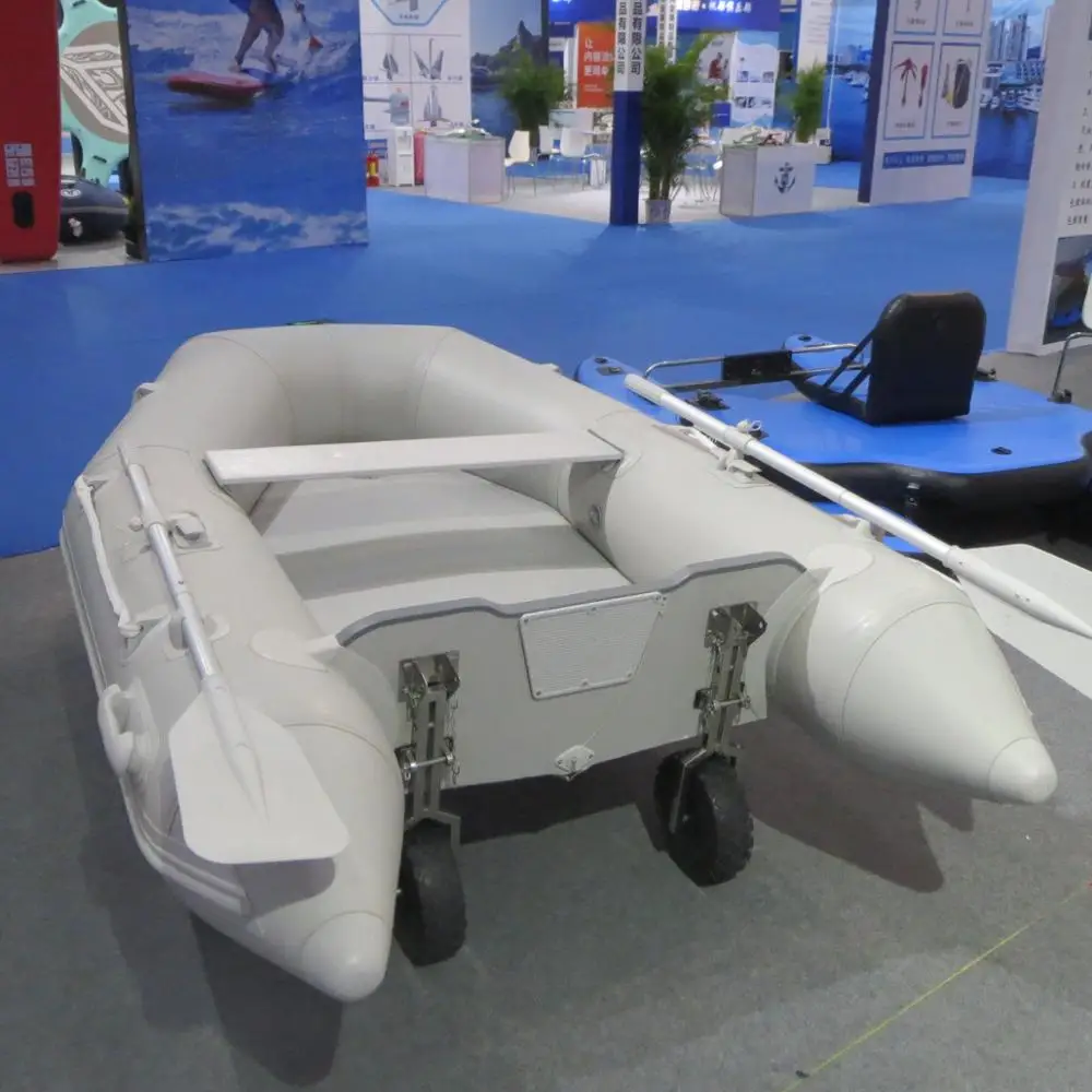 PVC Material Inflatable Boat with Air Floor and Transom Wheel Trailer