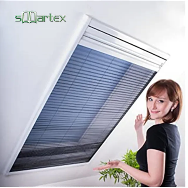 Combination Roof Window Pleated Blind Sun Protection and Fly Screen Plisse Folding Mosquito Net Skylight Window