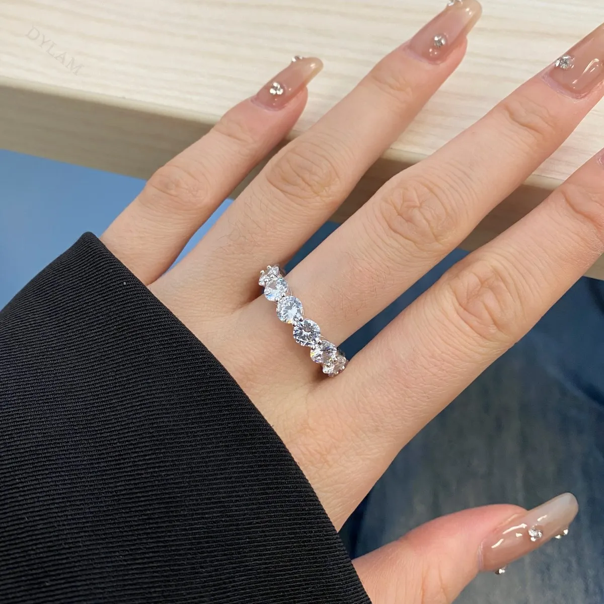 KAKODIY Classic Design Jewelry for Women Rhodium Plated 925 Sterling Silver Eternity Band 5A Cubic Zirconia Wedding Promise Ring detail 4